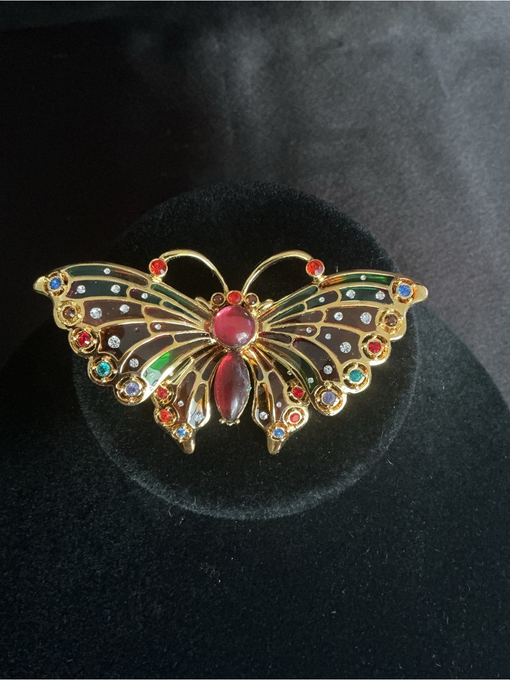 Vintage Joan Rivers Gold-Tone  Butterfly plique-à-jour enamel wings Brooch